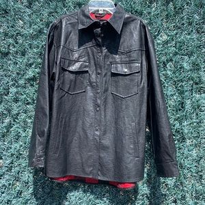 Black leather snap down shirt